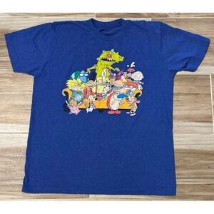 Nickelodeon 90s Nicktoons Characters Blue Graphic T-Shirt Mens Large